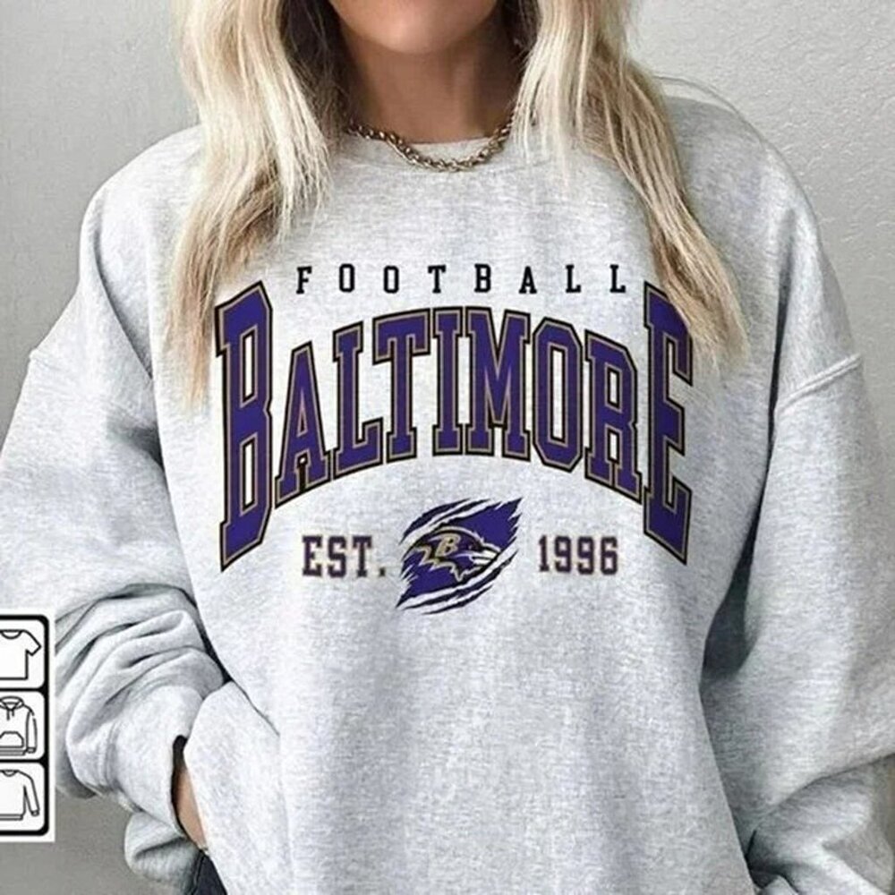 Baltimore Ravens 1996 Classic Football Sweatshirt Retro NFL Crewneck G79
